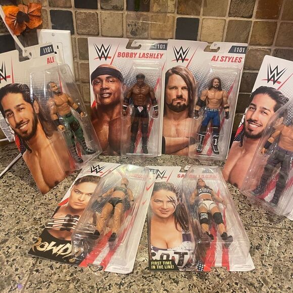 WWE Action Figures set of 6 NIB AJ Styles Bobby Lashley ALI Ronda Sarah - Picture 10 of 14